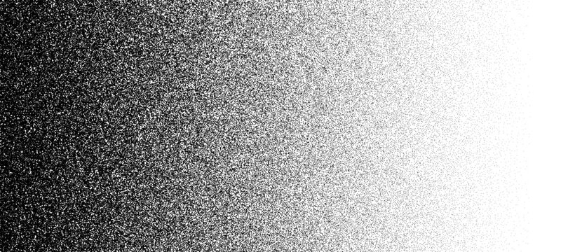 Noise dot grain background with abstract gradient of monochrome dotwork, vector grunge texture. Grain noise background of black dots and grainy halftone fade with stipple effect of sand dust particles