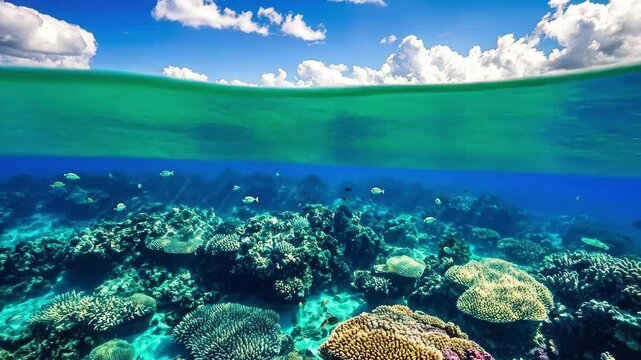 Explore vibrant coral reefs in the crystal clear waters of the Great Barrier Reef, Environment of great barrier reef and marine life ecosystem of Australia sea