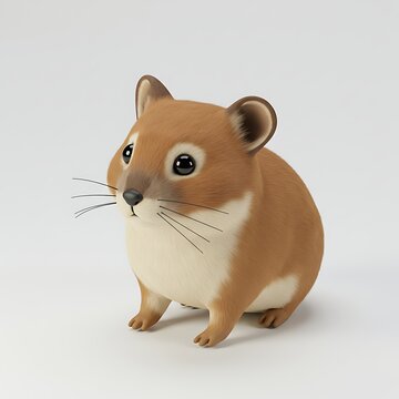 Adorable Hamster on White Background: Cute Pet with Big Eyes