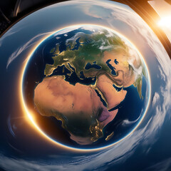Earth View from Spacecraft Window