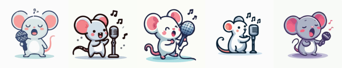 vector of a cute baby mouse checking its voice