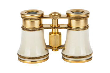 PNG Elegant vintage opera glasses with brass and ivory details