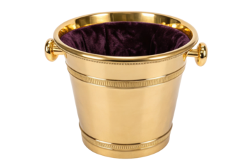 PNG Elegant gold champagne bucket with purple velvet lining
