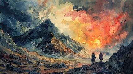 Inspiration from Movie. Capture the tranquility of a majestic mountain range, Generated with AI