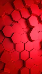 Obraz premium Vibrant red abstract background featuring a dynamic arrangement of 3D cubes in varying sizes, creating depth and visual interest with shadows and highlights.