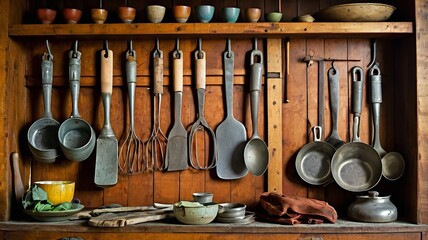 Vintage kitchen utensils.