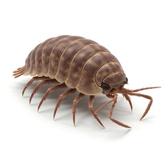 Obraz premium Detailed woodlouse, isopod, pill bug on a white background, close-up view