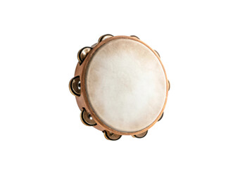 PNG Traditional handheld tambourine with jingles on white background