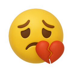 Fototapeta premium Heartbreak Emoji: A poignant, three-dimensional emoji expressing sorrow, conveying the raw emotion of a broken heart, emphasizing the universal feeling of heartbreak.