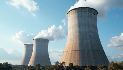 Industrial chimney cooling tower, architectural detail, concrete structure, heat dissipation , lines, grey