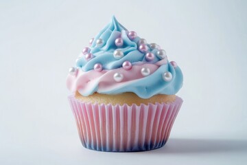 Pastel-Colored Cupcake with Pearl Decorations