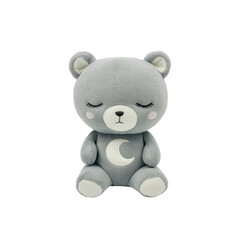 Obraz premium Adorable Grey Plush Teddy Bear with Moon Design - Perfect for Baby's Nursery or Child's Bedroom