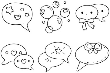 Cute comment bubbles with playful designs and icons create cheerful atmosphere for communication