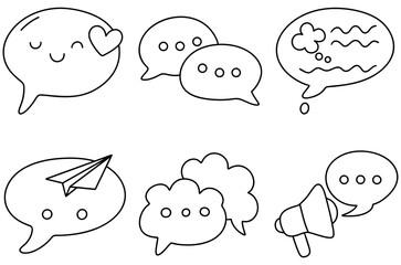 Cute comment bubbles with various expressions and icons create playful atmosphere for communication
