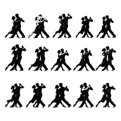 A silhouette of couple dancing vector on a white background