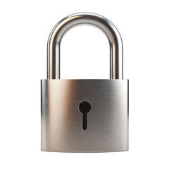Naklejka premium Sleek Silver Padlock with Keyhole on a White Background for Security and Protection Needs on transparent background