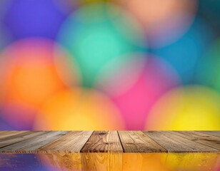 A rustic wooden table top showcases its rich grain and texture, while a soft, blurred bokeh background creates a warm, inviting atmosphere.
