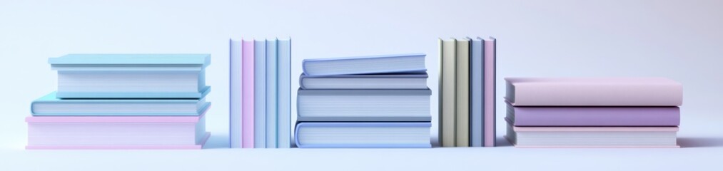 Pastel-Colored Book Stacks (5)