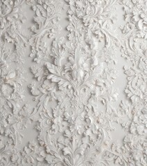 Intricate white damask floral wallpaper, elegant texture , stylish, home, lace