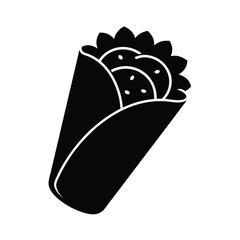 Falafel Wrap Vector Silhouette on White Background