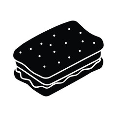 Ice Cream Sandwich Vector Silhouette on White Background