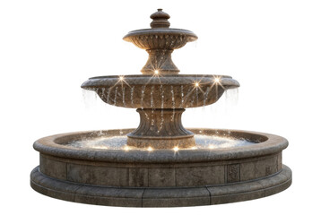 PNG Elegant stone fountain with cascading water and subtle lighting effects