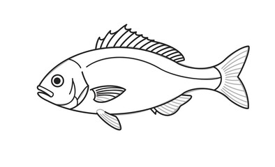 シンプルで汎用性の高い魚の線画イラスト