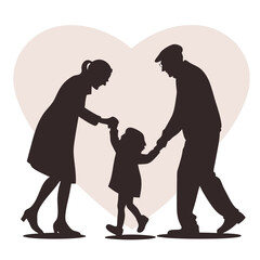 Peaceful Stroll with Grandparents Vector Silhouette