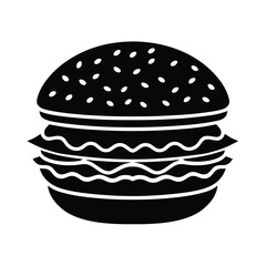 Veggie Burger Vector Silhouette on White Background