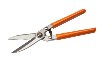 Fototapeta premium PNG Orange handled garden shears on white background for efficient pruning
