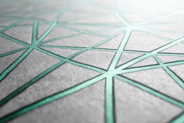 Fototapeta premium Geometric pattern on a light gray surface with teal lines.