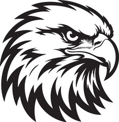Powerful black and white graphic eagle head, perfect for logos and emblems.