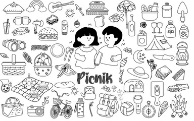 picnic doodle element design hand drawn
