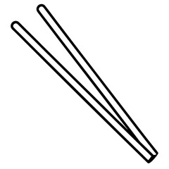 Pair of chopsticks in silhouette vector illustration