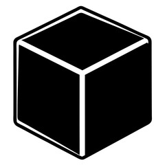 Isometric cube black silhouette vector illustration