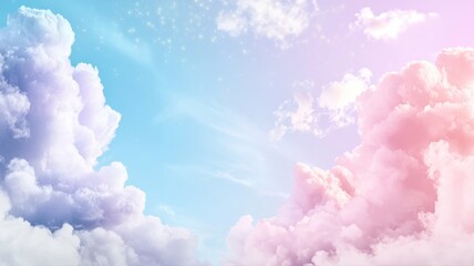 Dreamy Gradient Sky with Pastel Pink and Blue Clouds and Stars dreamy pastel sky clouds pink blue ai © BirD
