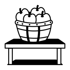 Doodle style icon showing a fresh fruit basket

