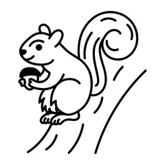 Doodle icon showing squirrel eating a nut
