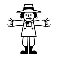 A doodle style icon of farm scarecrow with hat 

