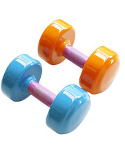 Obraz premium Isolated on white, dumbbell with flat ends and foam-coated grip, lightweight training gear Adjustable metal dumbbell Neoprene-coated fitness dumbbell Compact chrome dumbbell