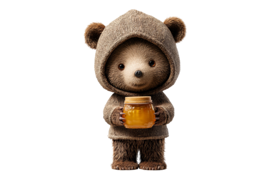 Cute bear holding honey jar