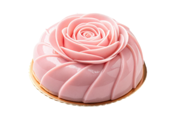 PNG Exquisite pink rose cake with glossy finish on gold base