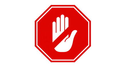 Obraz premium Red octagon with forbidden hand