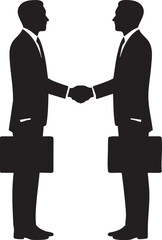 Two businessmen shaking hands in a professional agreement.