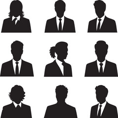 Silhouettes of Diverse Business Professionals in Profile View