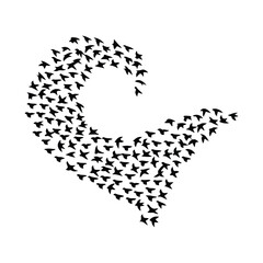 A silhouette of Flying bird Icon vector on a white background