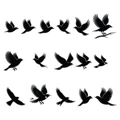 A silhouette of Flying bird Icon vector on a white background