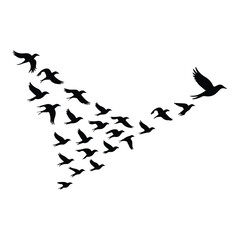 A silhouette of Flying bird Icon vector on a white background