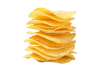 PNG Stack of crispy potato chips isolated on black background