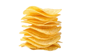 PNG Stack of crispy potato chips isolated on black background